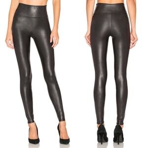 Spanx Leggings Womens XL Faux Leather Black High Wise Tummy Control Slimming